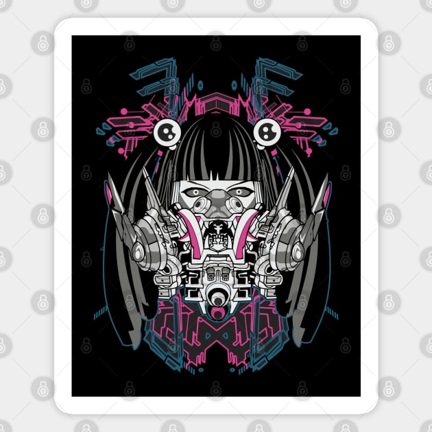 cyberpunk girl with mask In Black Magnet by Urbanprint
